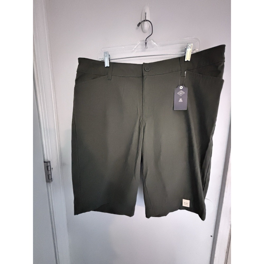 NWT St. John's Bay Women's Bermuda Khaki Flat Front Cotton Spandex 16W 40x11.5